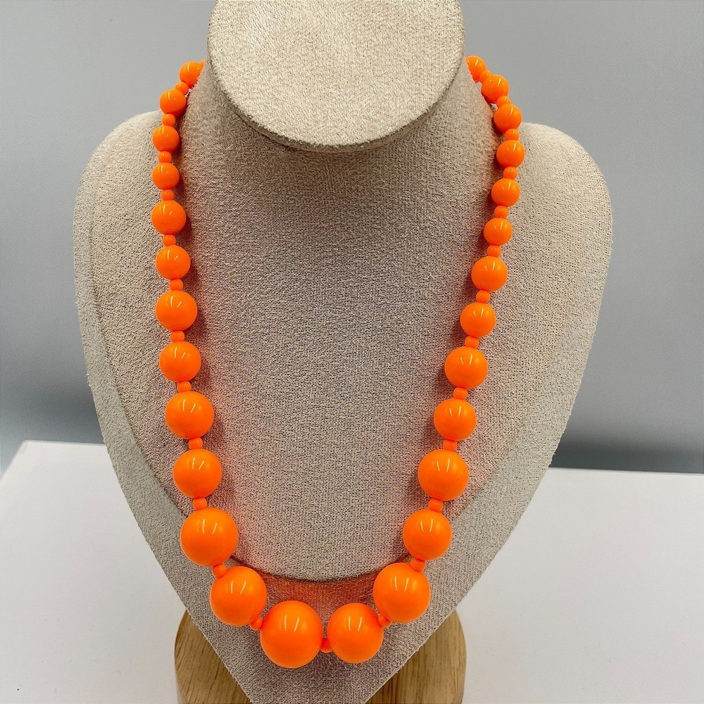 Claire's Silver-Tone Adjustable Neon‎ Orange Graduated Beads Statement Necklace